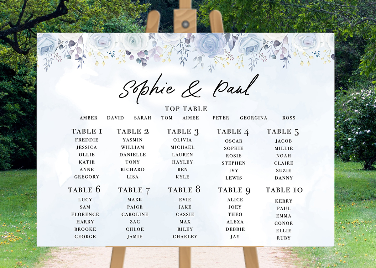 wedding tabe plan printing